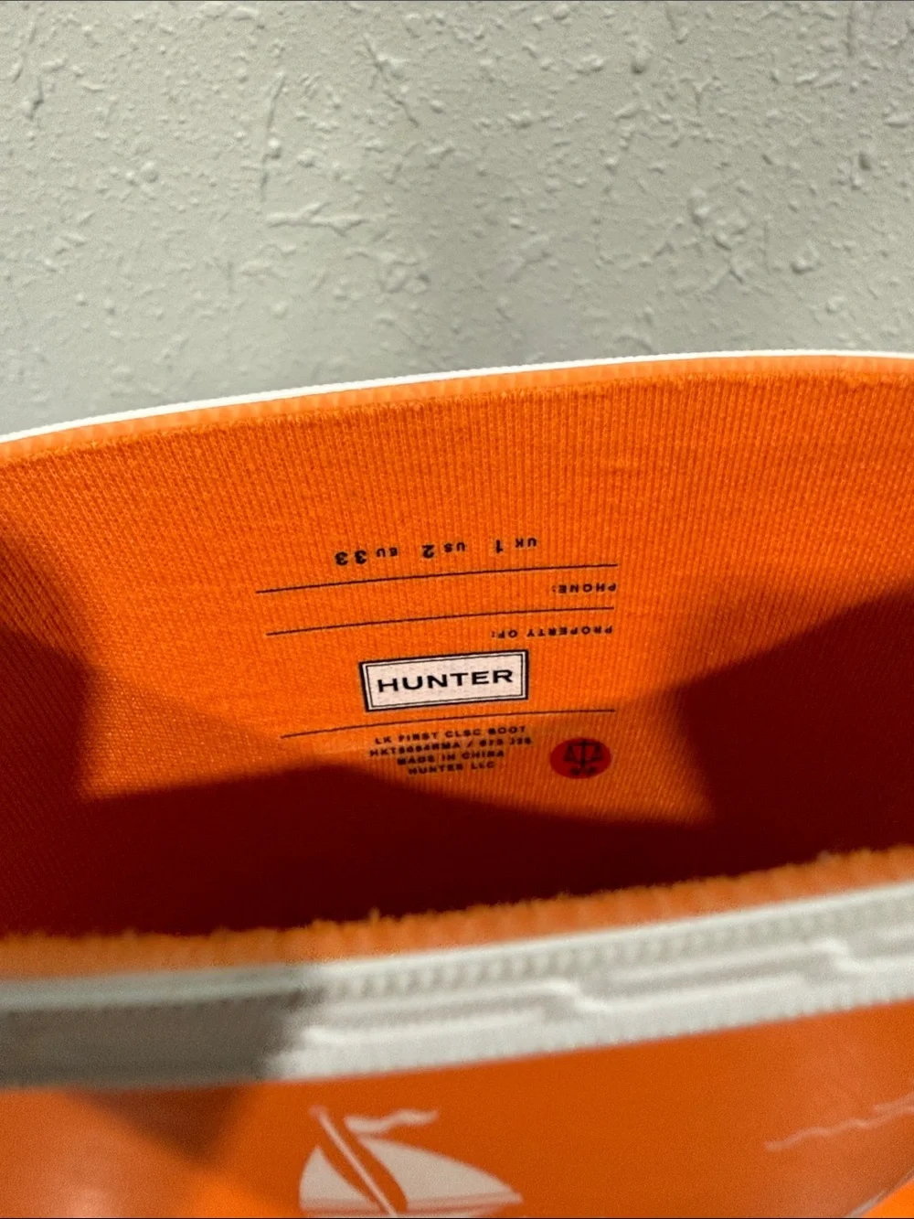 Hunter Kids Orange Sailboat Print  Rain Boots Size 2 Unisex